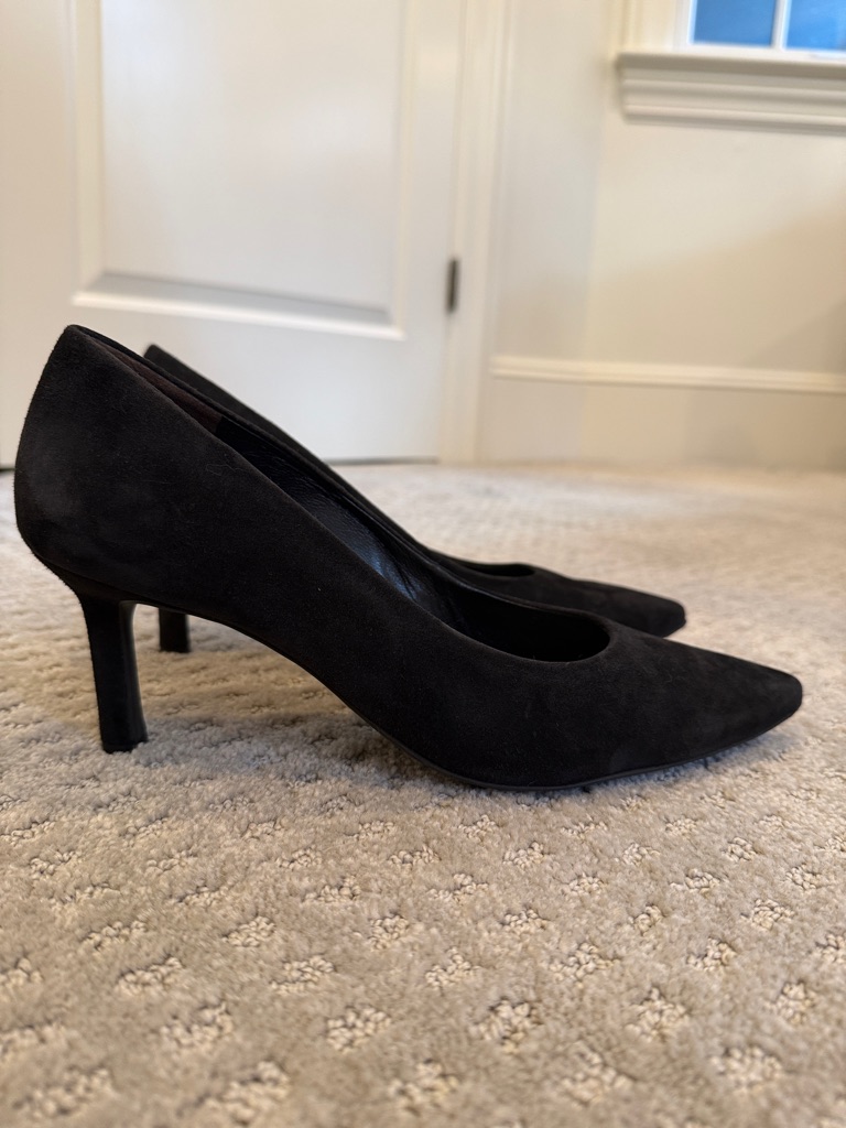 Paul Green Black Suede Libi Pointed-Toe Mid Heel Pumps Size 10
